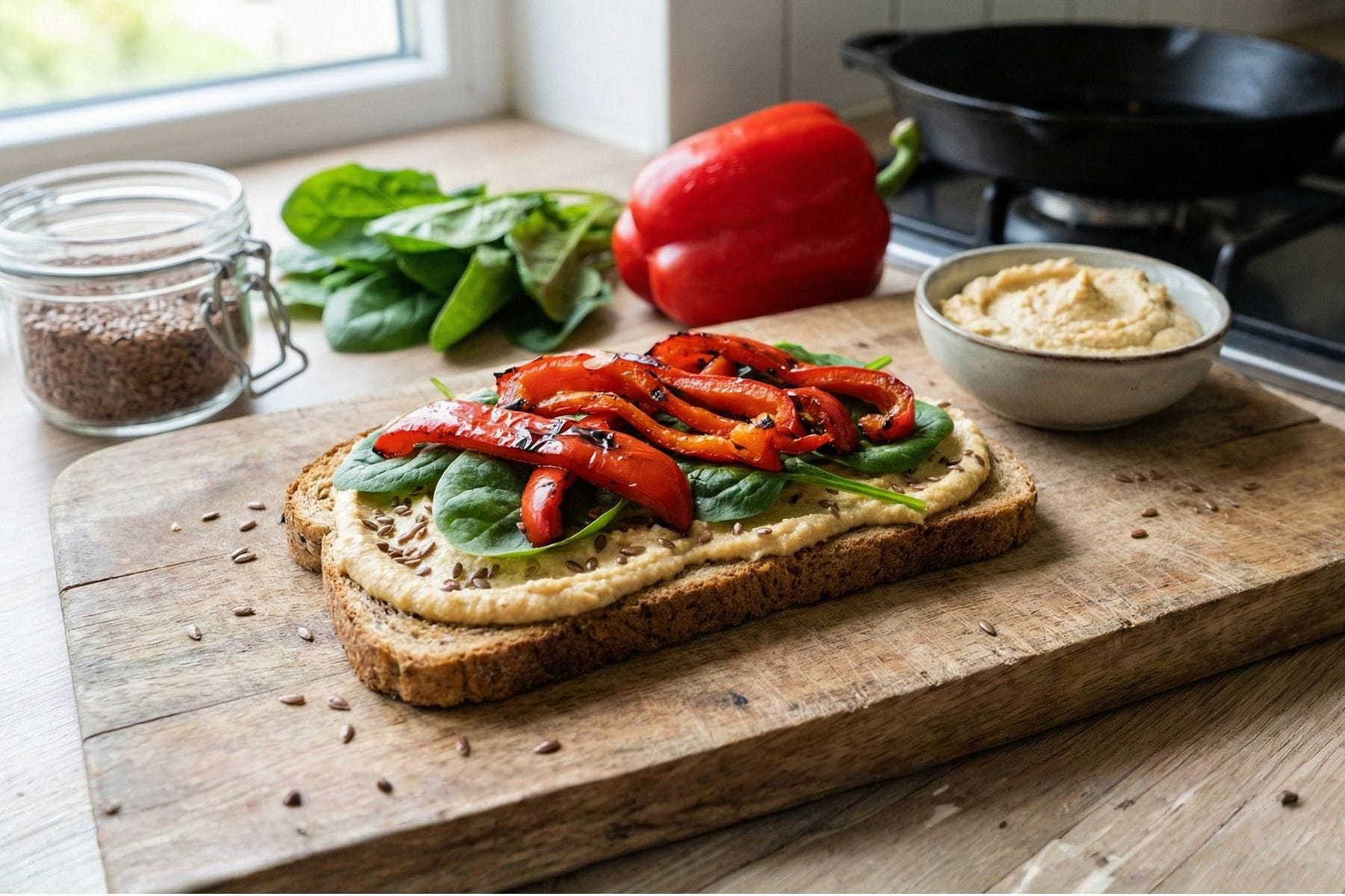 ZDRAVI RECEPTI: Toast s papriko in humusom